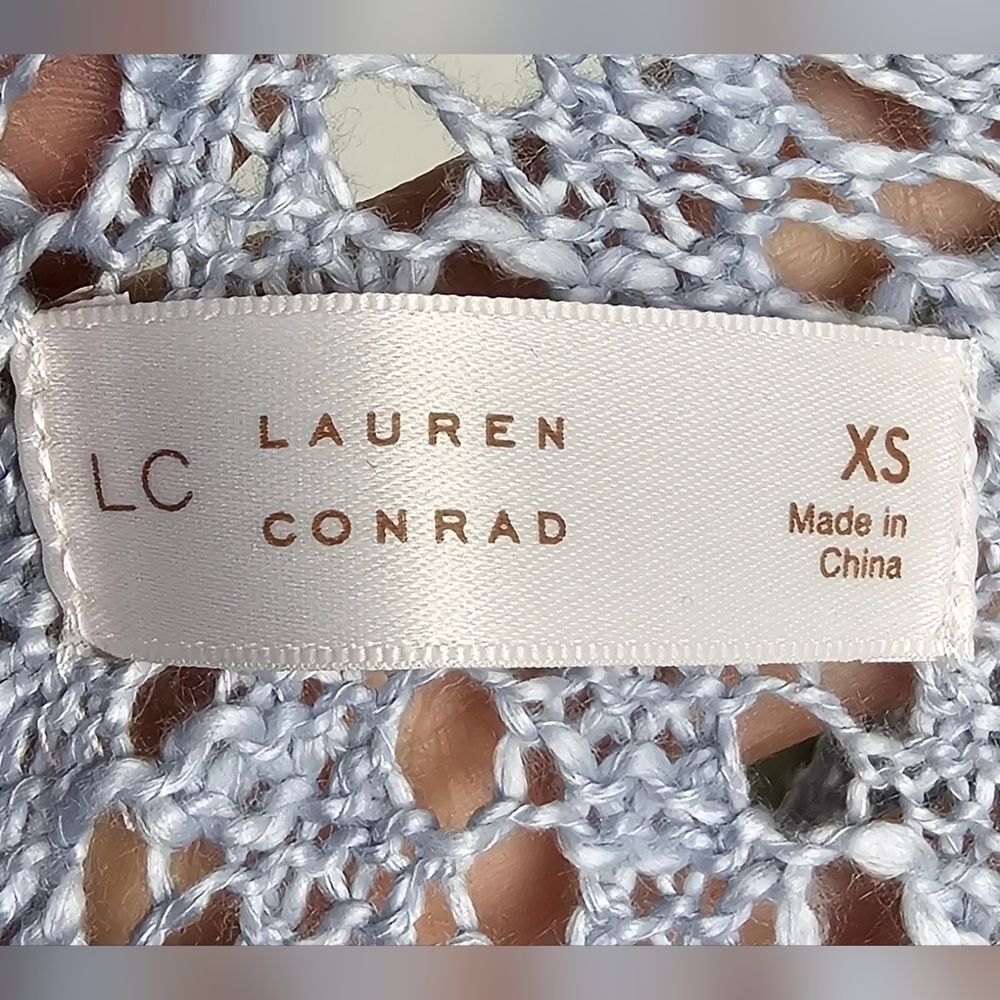 Womens LC Lauren Conrad Flounce Ruffle Cardigan | Abigail Blue | XS - Picture 6 of 11